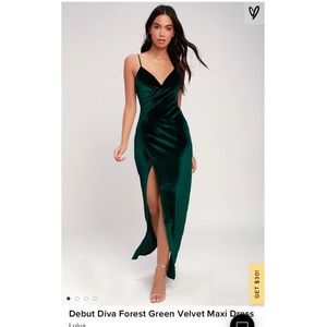 Green velvet maxi dress